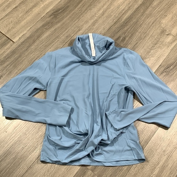 Lululemon Melodic Movement Long Sleeve Cascade Blue Cowl Neck size 12 - Picture 11 of 14